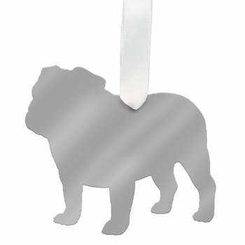 English Bulldog Christmas Ornament- Silver