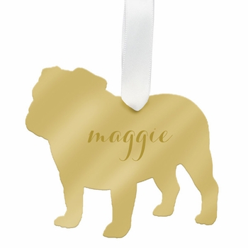 English Bulldog Christmas Ornament- Silver