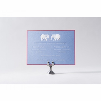 Engraved Twins Baby Announcement - Henry & William