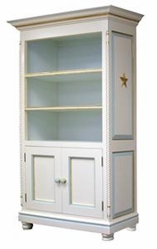 Evan Bookcase - Linen/Blue & Gold Star Moulding
