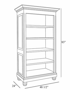 Evan Open Bookcase - Black with Gold Gilding