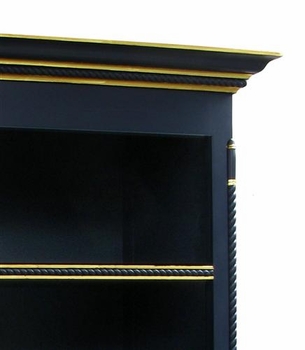 Evan Open Bookcase - Black with Gold Gilding