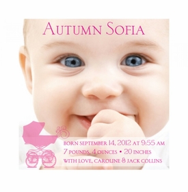 Flat Print Baby Announcement - Baby Buggy Pink