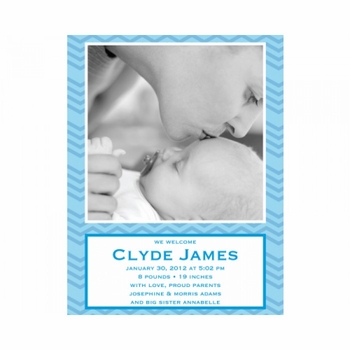 Flat Print Baby Announcement - Baby Waves Blue