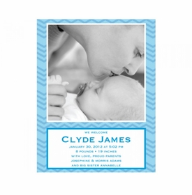 Flat Print Baby Announcement - Baby Waves Blue