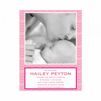 flat print baby announcement - baby waves pink