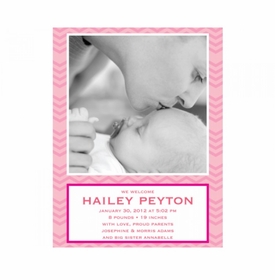Flat Print Baby Announcement - Baby Waves Pink