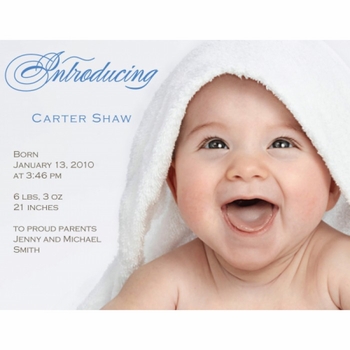 flat print baby announcement - blue giggles