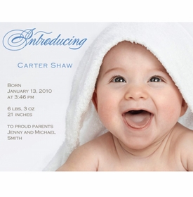 Flat Print Baby Announcement - Blue Giggles