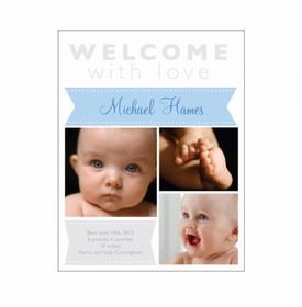 Flat Print Baby Announcement - Blue Ribbon