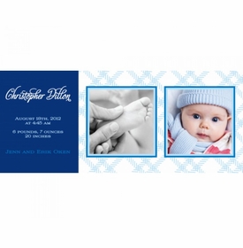 Flat Print Baby Announcement - Blue Tartan