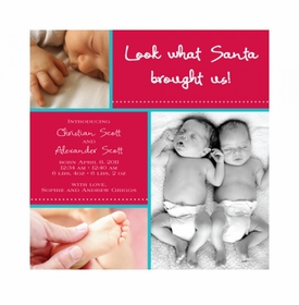 Flat Print Baby Announcement - Candy Stripe