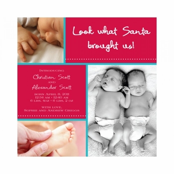 Flat Print Baby Announcement - Candy Stripe