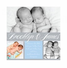Flat Print Baby Announcement - Cute Cursive
