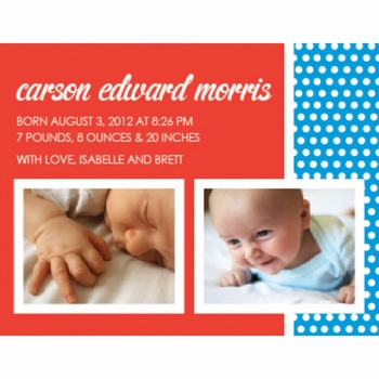 Flat Print Baby Announcement - Dancing Dots Blue