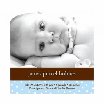 Flat Print Baby Announcement - Darling Dots Blue