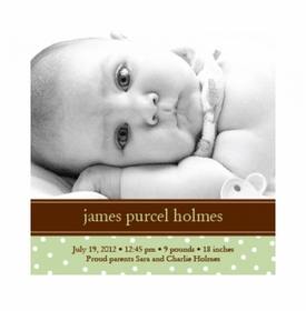 Flat Print Baby Announcement - Darling Dots Green