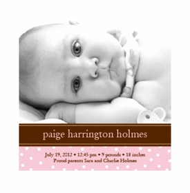 Flat Print Baby Announcement - Darling Dots Pink
