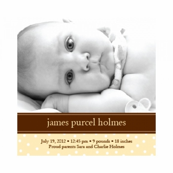 Flat Print Baby Announcement - Darling Dots Yellow