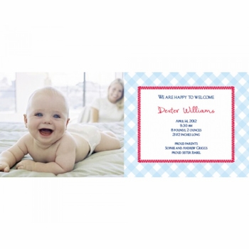 Flat Print Baby Announcement - Gingham Blue