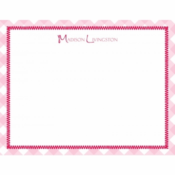 flat print baby announcement - gingham pink