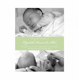 Flat Print Baby Announcement - Green Elegance
