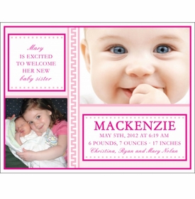 Flat Print Baby Announcement - Little Key Pink