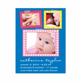 Flat Print Baby Announcement - Patchwork Quilt Pink