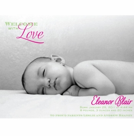 Flat Print Baby Announcement - Photo Love Pink