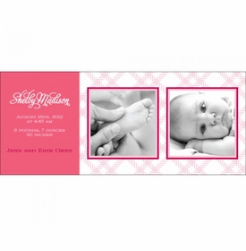 Flat Print Baby Announcement - Pink Tartan