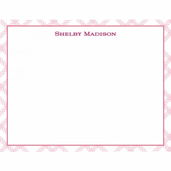 flat print baby announcement - pink tartan