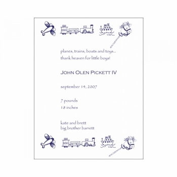 flat print baby announcement - plane & train
