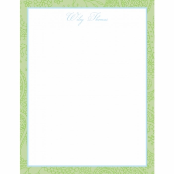 Flat Print Baby Announcement - Pretty Paisley Blue