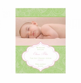 Flat Print Baby Announcement - Pretty Paisley Pink