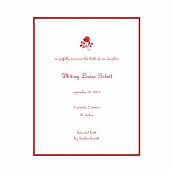 Flat Print Baby Announcement - Rose