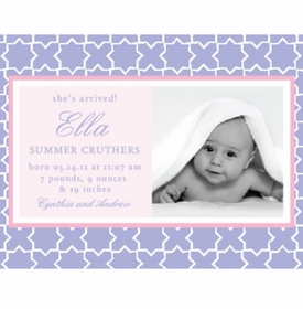 Flat Print Baby Announcement - Stork Stars Pink