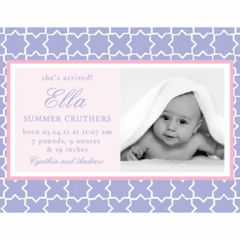 Flat Print Baby Announcement - Stork Stars Pink