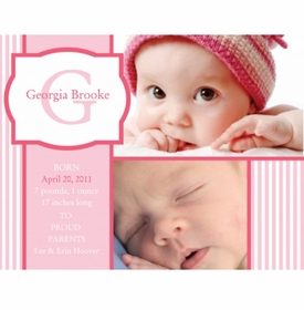 Flat Print Baby Announcement - Sweet Stripes Pink