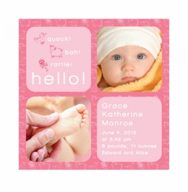 Flat Print Baby Announcement - Tiny Tootsie Pink