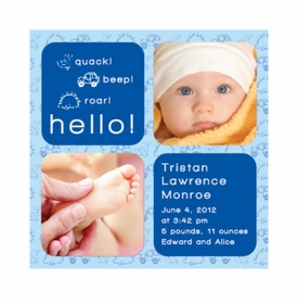 Flat Print Baby Announcement - Tiny Tootsies Blue