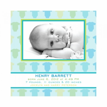 flat print baby announcement - wee onesie blue