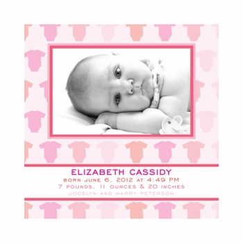 flat print baby announcement - wee onesie pink