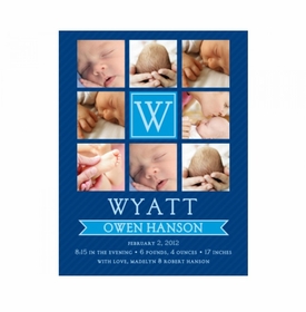 Flat Print Baby Announcement - Window Panes Blue