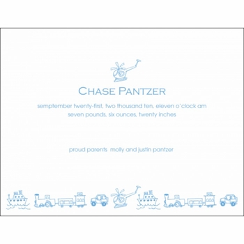 Flat Print Helicopter Baby Announcement - Vehicles
