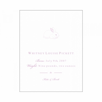 Flat Print Rabbit Baby Announcement - Bunny