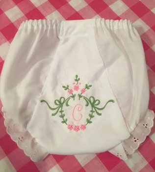 floral pink and green wreath bloomers