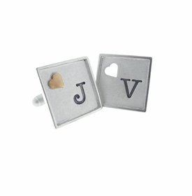 Framed Silver Cuff Links with Raised and Cutout Accents