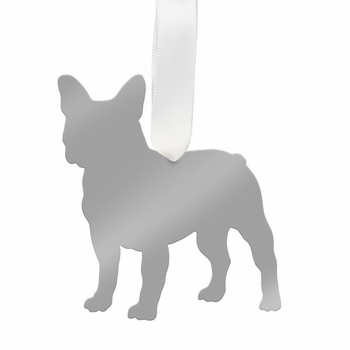 french bulldog ornament - silver