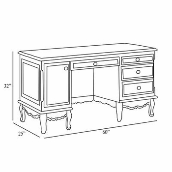 French Computer Desk (Linen with Bella Skylight)