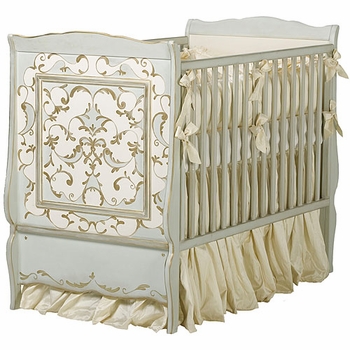 french panel verona crib by art for kids - gold, reef, linen